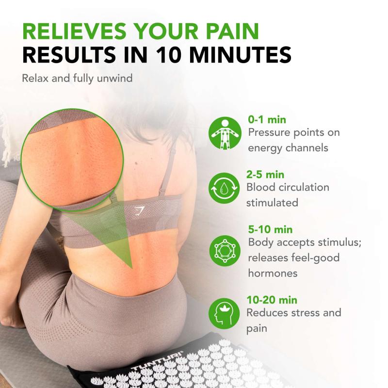 Akupunktuurimatt ja -padi TUNTURI PRO Acupressure Mat And Pillow, Black 2 -