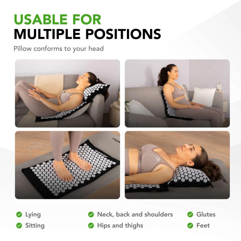 Akupunktuurimatt ja -padi TUNTURI PRO Acupressure Mat And Pillow, Black 3 -