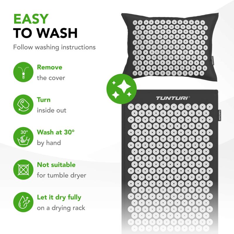 Akupunktuurimatt ja -padi TUNTURI PRO Acupressure Mat And Pillow, Black 4 -