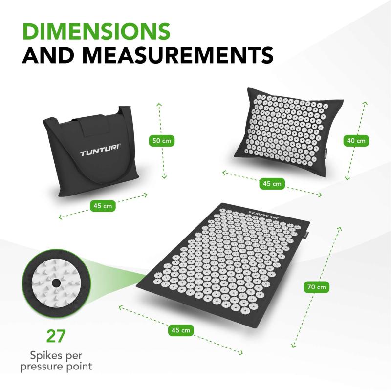 Akupunktuurimatt ja -padi TUNTURI PRO Acupressure Mat And Pillow, Black 8 -
