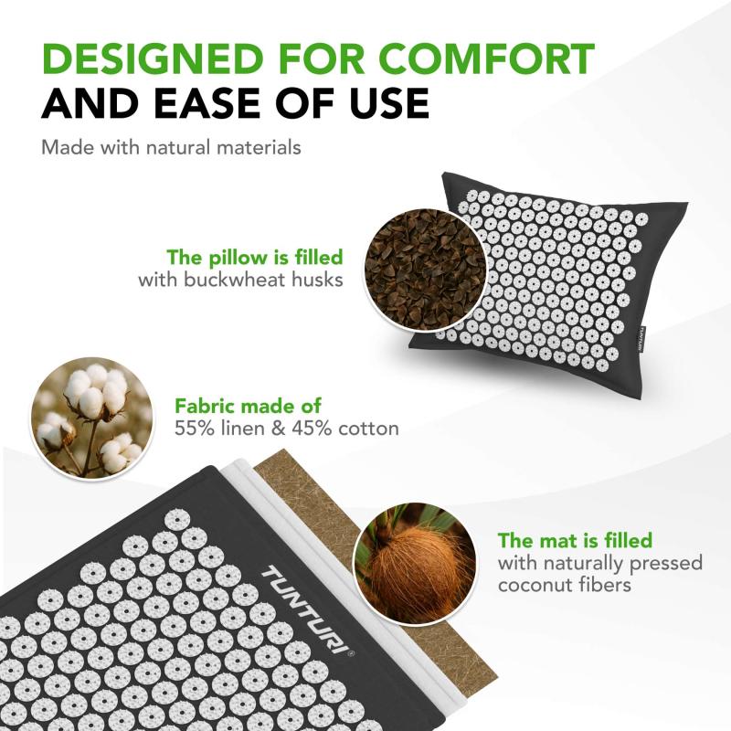 Akupunktuurimatt ja -padi TUNTURI PRO Acupressure Mat And Pillow, Black 9 -