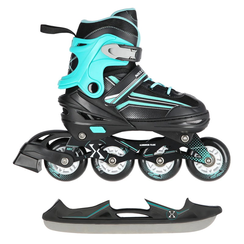 2in1 (rull)uisud NILS EXTREME NH18190 In-line Skates/Hockey Ice Skates, S (29-33) Black/Blue 3 -