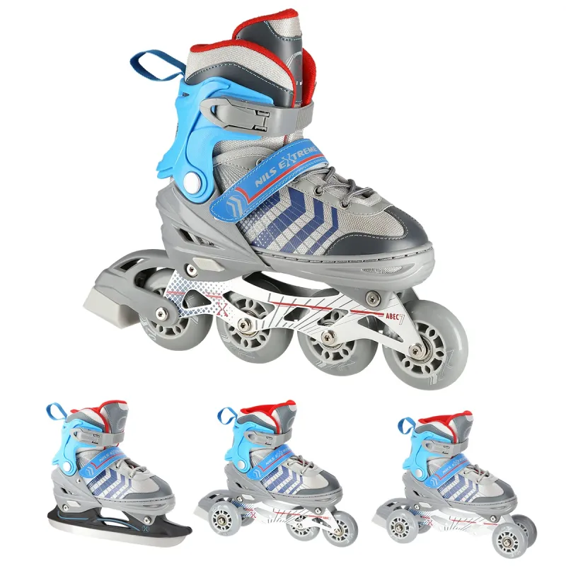 4in1 (rull)uisud NILS EXTREME NH18192 In-line Skates/Hockey Ice Skates, L (39-43), Grey/Blue 2 -