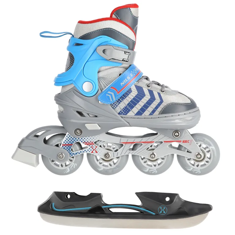 4in1 (rull)uisud NILS EXTREME NH18192 In-line Skates/Hockey Ice Skates, S (29-33), Grey/Blue 7 -