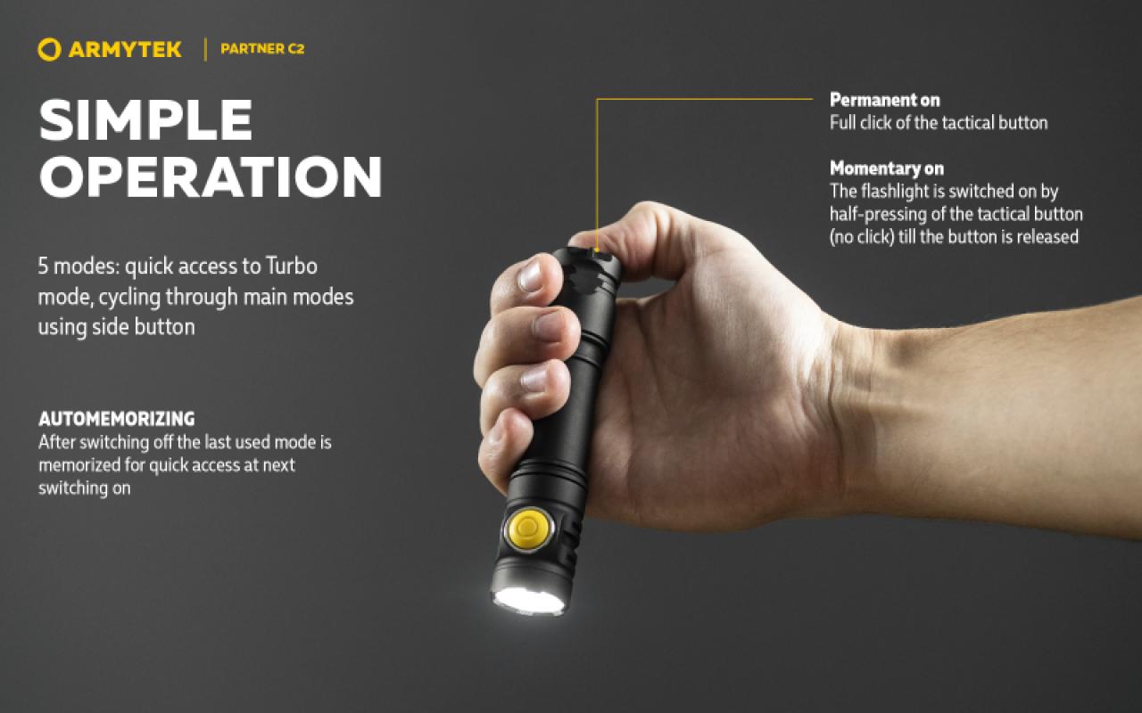 Armytek Partner C2 sooja valgusega taktikaline taskulamp 8 -