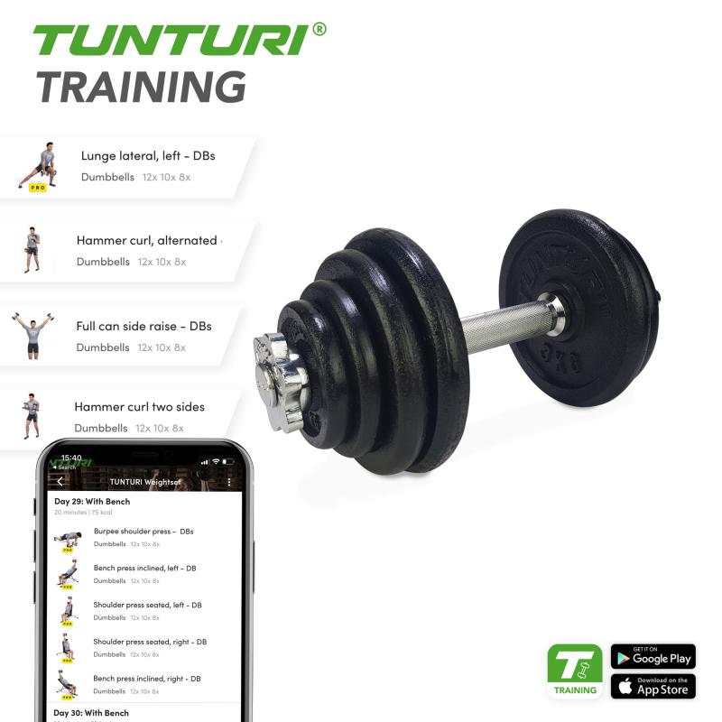 Hantel TUNTURI Dumbbell Set 20kg, screw 4 -