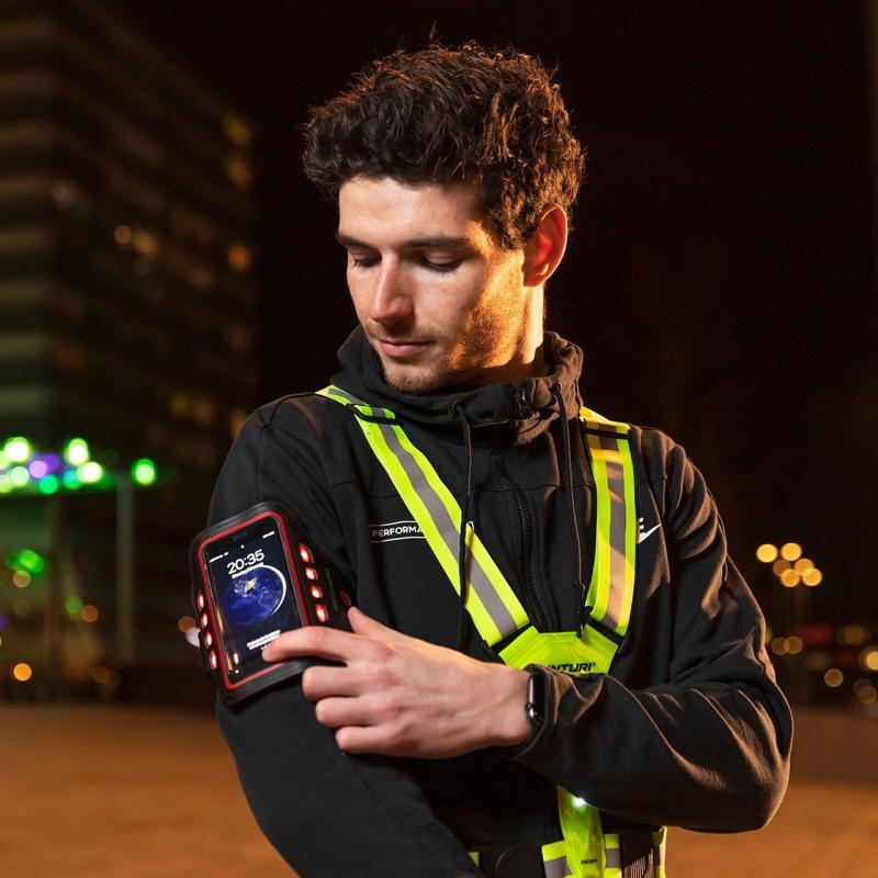 Telefonihoidja käe ümber TUNTURI LED Telephone Sport Armband, kollane 3 -