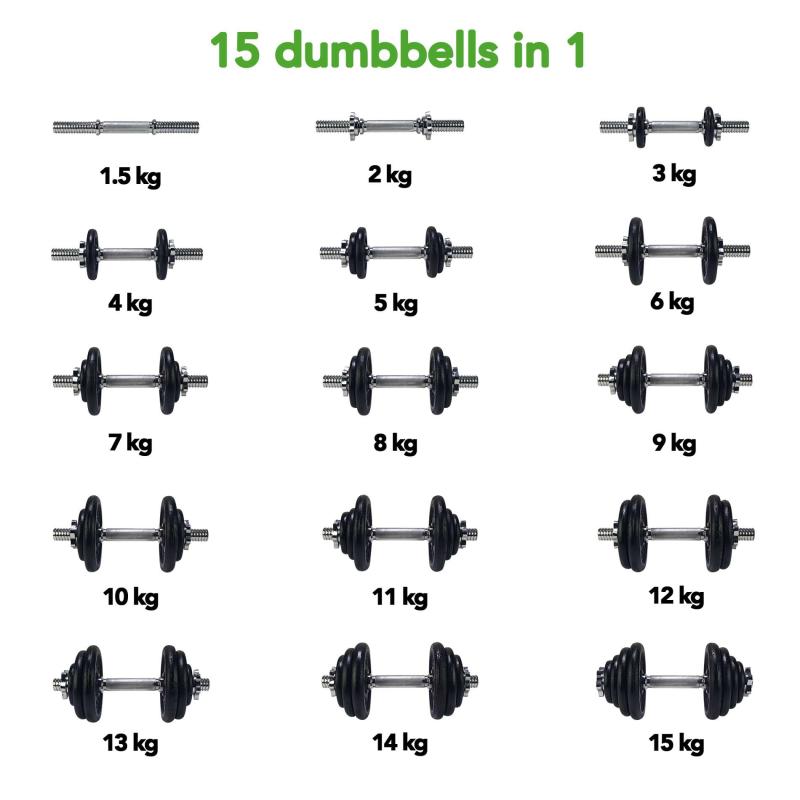 Hantel TUNTURI Dumbbell Set 15kg, screw 3 -