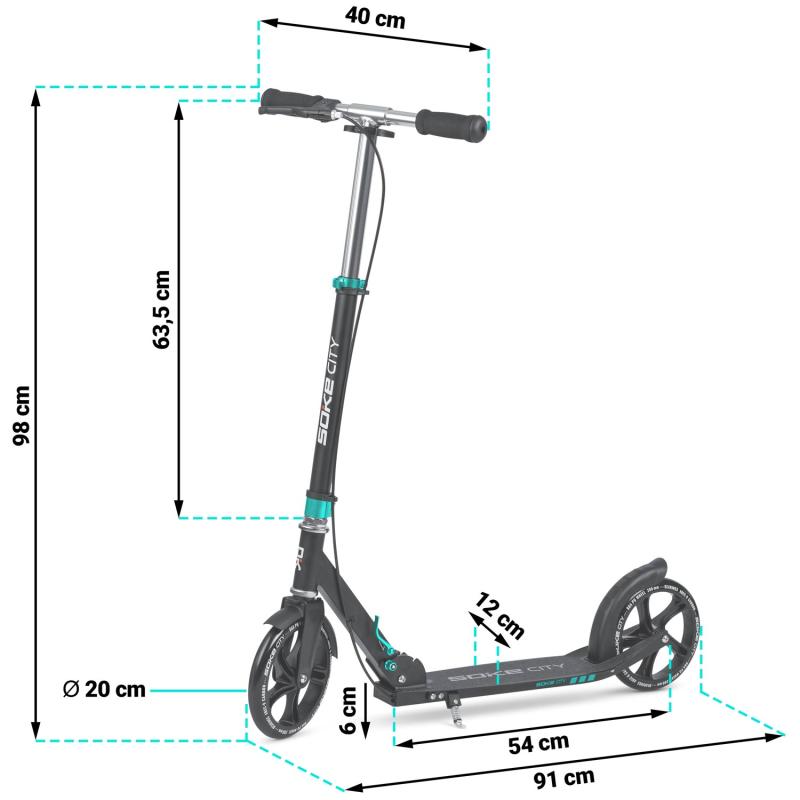Tõukeratas SOKE City, must-türkiis 10 -