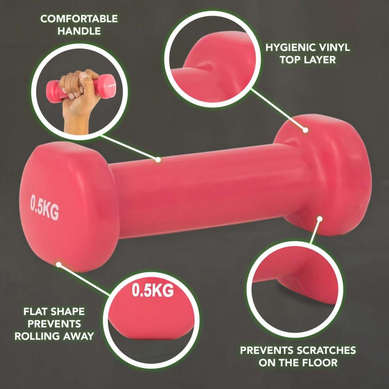 Hantlid TUNTURI Vinyl Dumbbells 2 x 0,5 kg, roosa 3 -