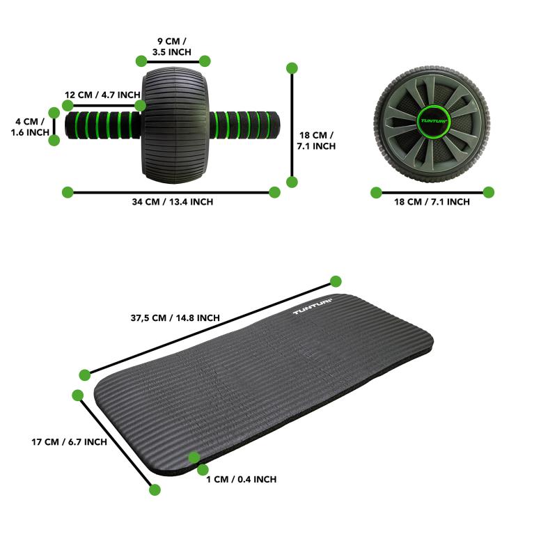 Kõhulihaste treeningrull TUNTURI Pro Exercise Wheel Deluxe, põlvematiga 6 -