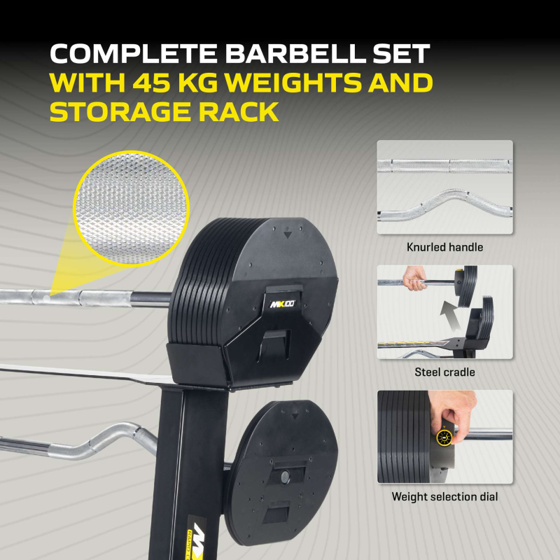 Reguleeritav tõstekang TUNTURI MX100 Barbell 12,8 - 45,5 kg 4 -