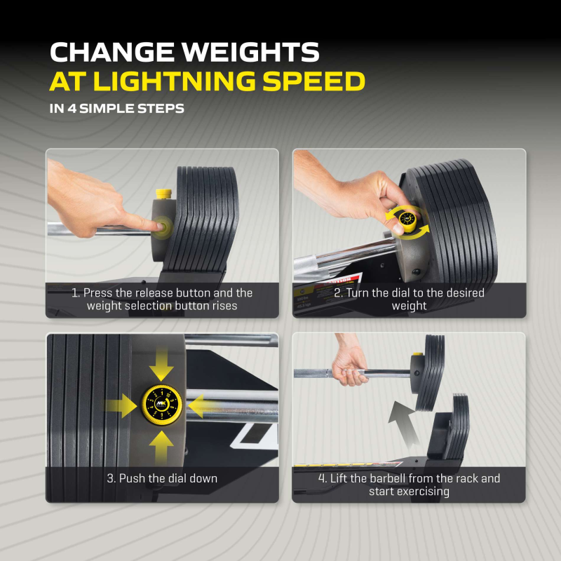 Reguleeritav tõstekang TUNTURI MX100 Barbell 12,8 - 45,5 kg 7 -