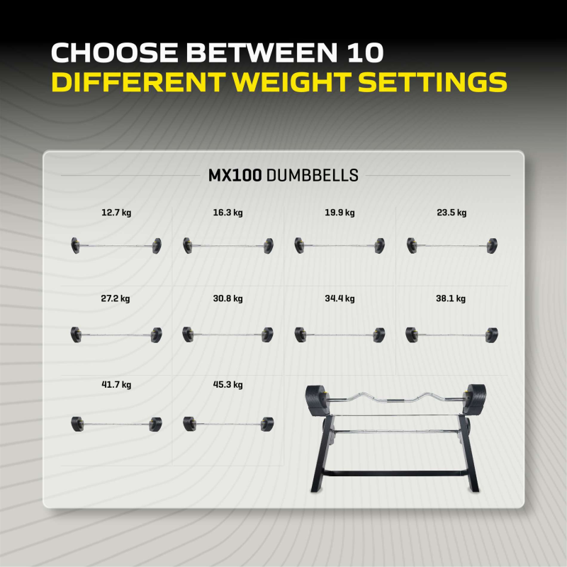 Reguleeritav tõstekang TUNTURI MX100 Barbell 12,8 - 45,5 kg 8 -